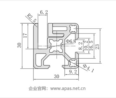 GD-3030-1A鋁合金隔斷型材二維圖 GD-3030-1A鋁合金隔斷型材二維圖