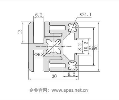 GD-3030-2A鋁合金隔斷型材二維圖 GD-3030-2A鋁合金隔斷型材二維圖